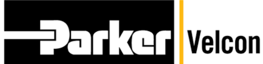 Parker Velcon logo representing fuel filtration and purification systems, distributed by Relevant Industrial for aviation and industrial fluid handling.