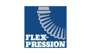 Flex-Pression logo representing engineered flexible connectors and expansion joint solutions, offered by Relevant Industrial for piping system reliability and vibration control.