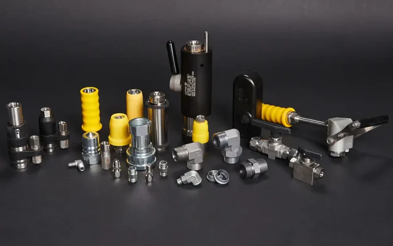 Product images of fluid connectors by Relevant Solutions, highlighting their role in utility industries for enabling secure, leak-free connections in piping systems used for water, gas, steam, and chemical distribution.