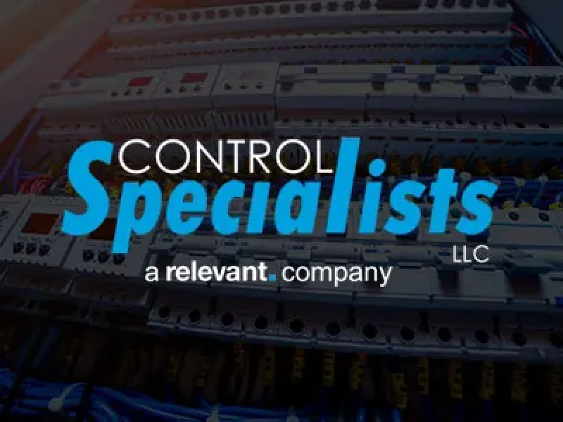 Control Specialists banner featured by Relevant Solutions, showcasing expert services in process automation, industrial controls, and custom panel fabrication for critical manufacturing and processing operations.