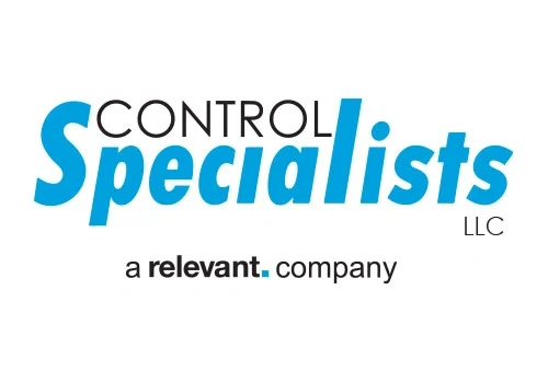 Control Specialists logo with Relevant Industrial branding, representing expert solutions in automation, UL panel design, and process control systems.